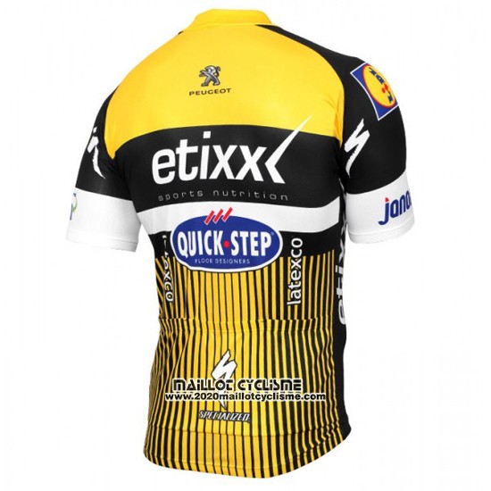 2016 Maillot Ciclismo Etixx Quick Step Jaune et Noir Manches Courtes et Cuissard
